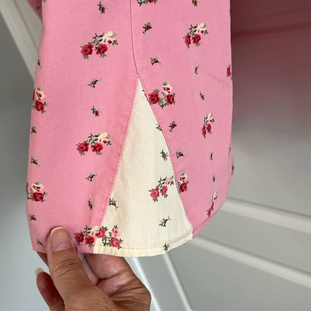 Gap Y2K Pink Floral Button Up Womens Pajama Top Size M Cottagecore Grannycore